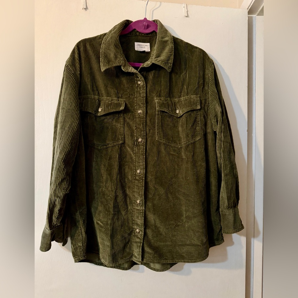 American Eagle Outfitters NWOT Olive Green Oversized Corduroy  Shacket Sz M
